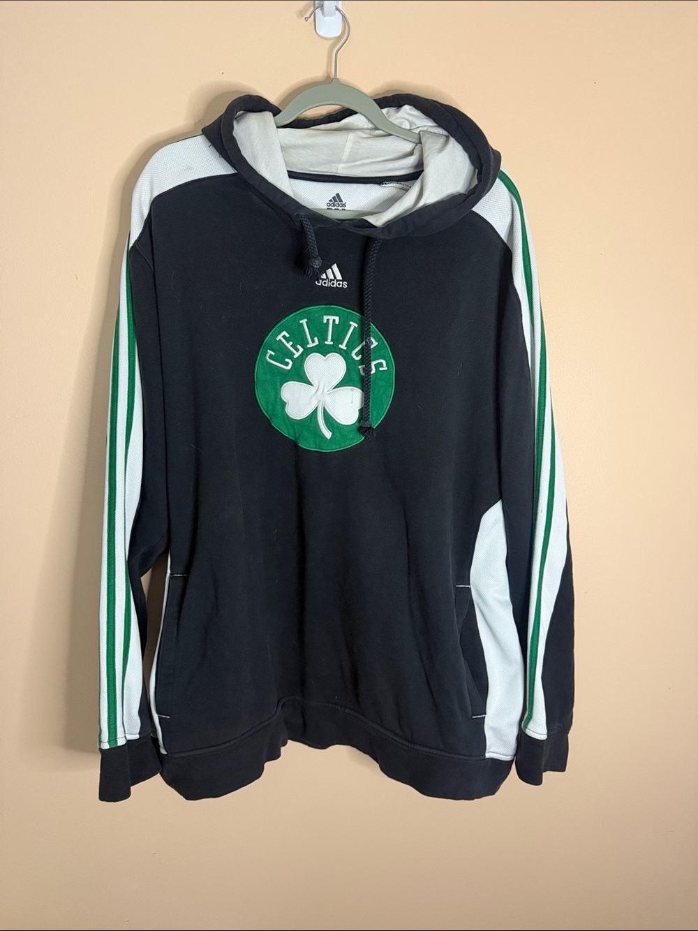 adidas Black Hoodie with Green & White Celtics Logo